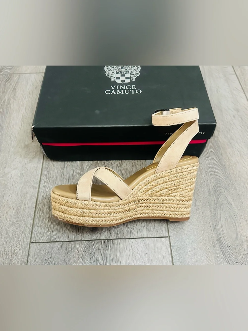 NEW VINCE CAMUTO Women's Fettana Ankle Strap Platform Espadrille Wedge Sandals